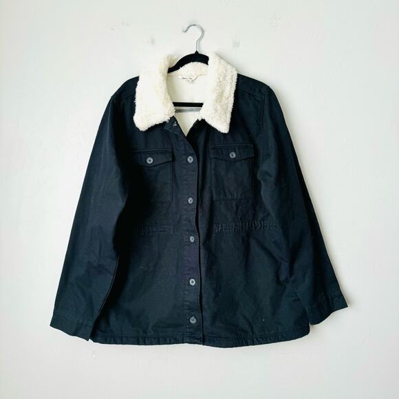Hang Ten lined Utility black button up Jacket woman’s XXL - Picture 1 of 10